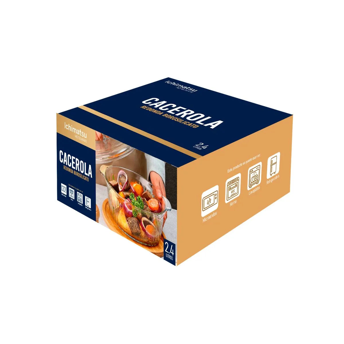 Cacerola Vidr Borosilicato Redondo P/Hor 2.4L