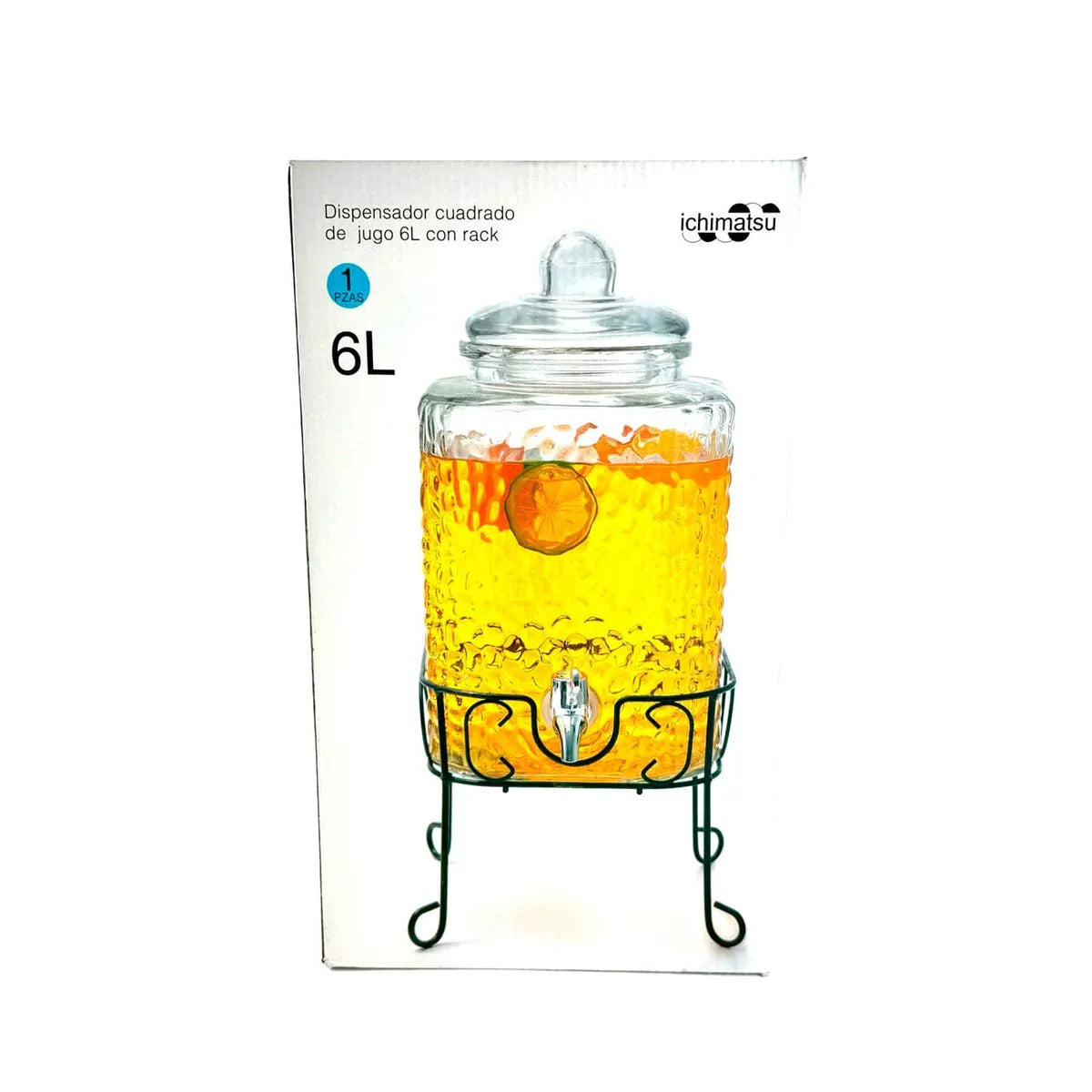 Dispensador De Vidrio Cuad J 6Lt C/Rack 8801