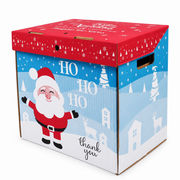 Caja Navideña de Cartón con Tapa y Asas Hohoho