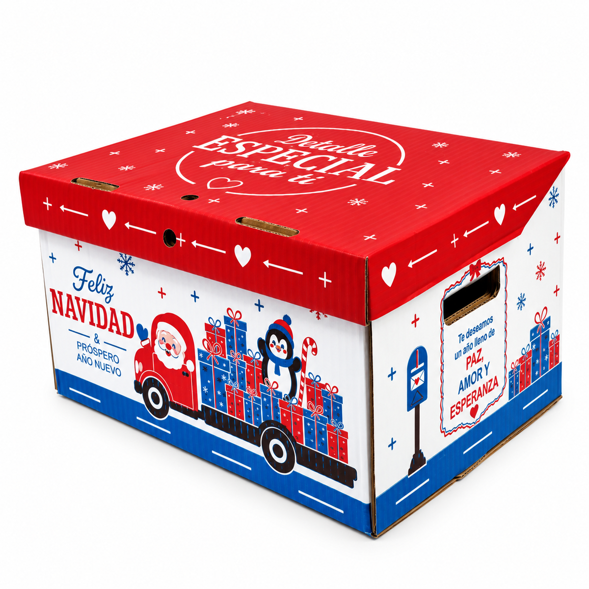 Caja Navideña de Cartón con Tapa Especial