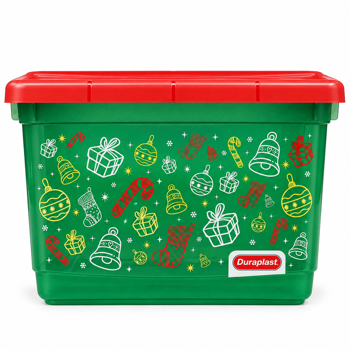 Caja Broadway Mediana #3 Navideño 32Lt Duraplast  Rojo Verde