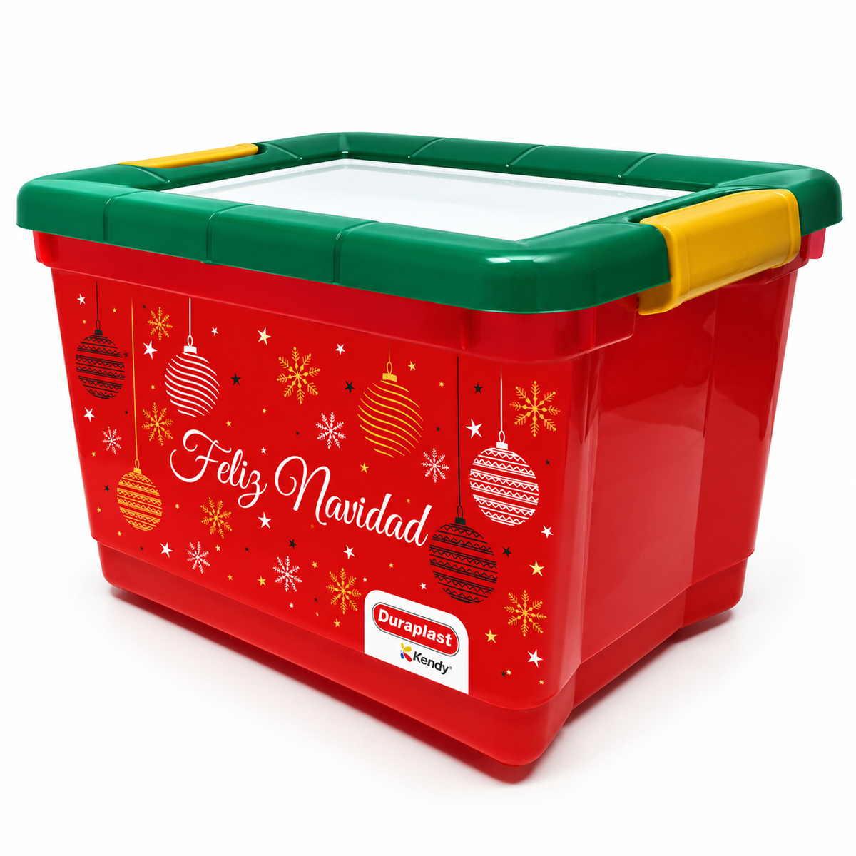 Caja Broadway Mediana #3 Navideño 32Lt Duraplast  Rojo Verde