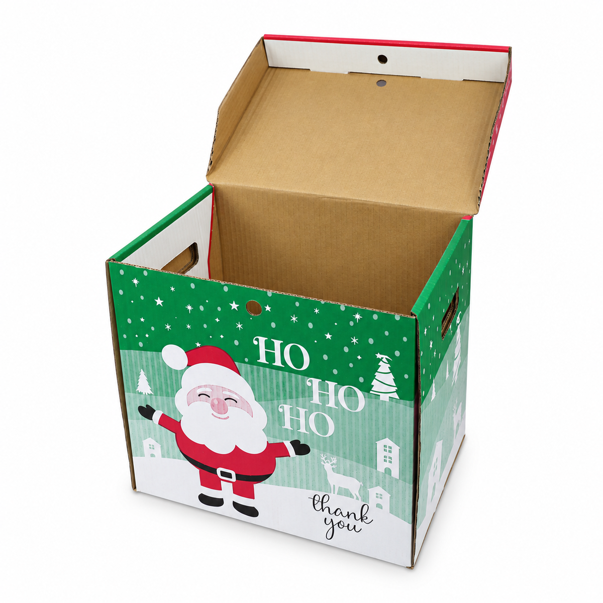 Caja Navideña de Cartón con Tapa y Asas HOHOHO