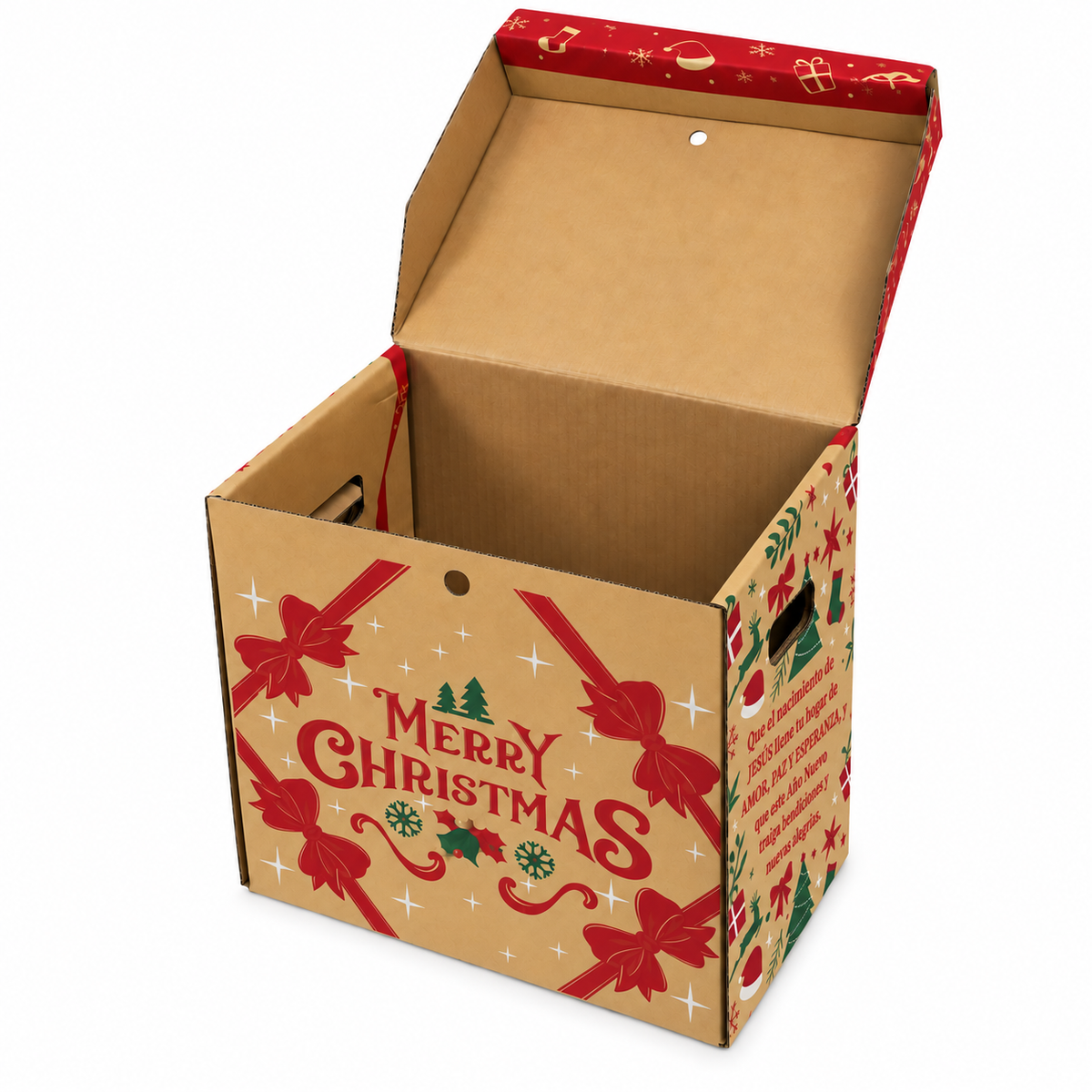 Caja Navideña de Cartón con Tapa Merry