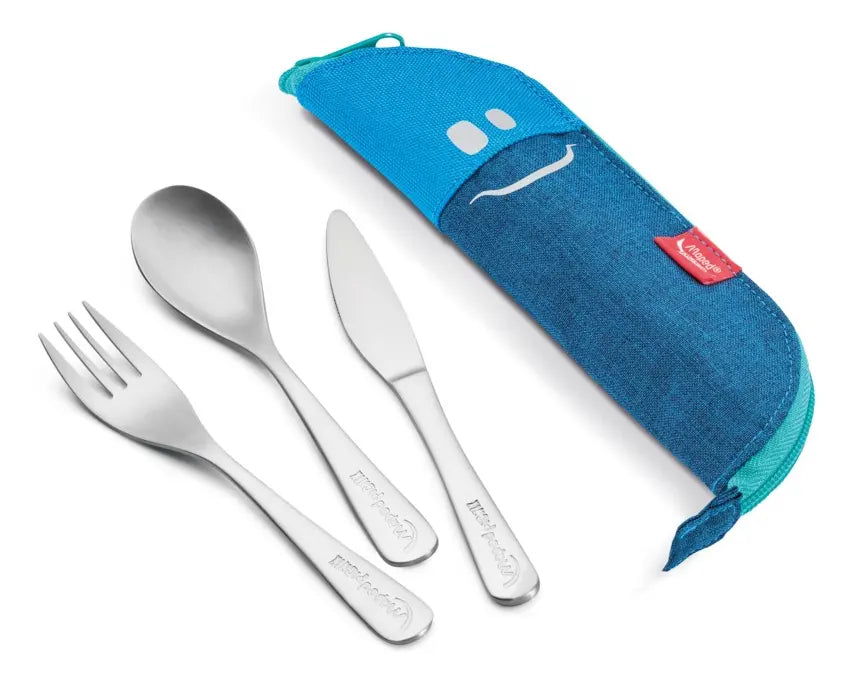 Estuche Con Cubiertos Azul