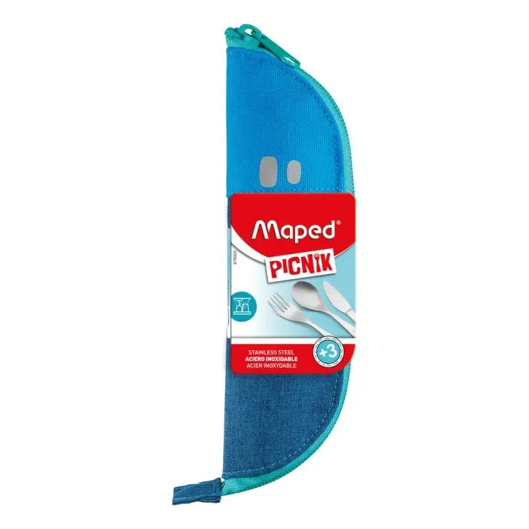 Estuche Con Cubiertos Azul