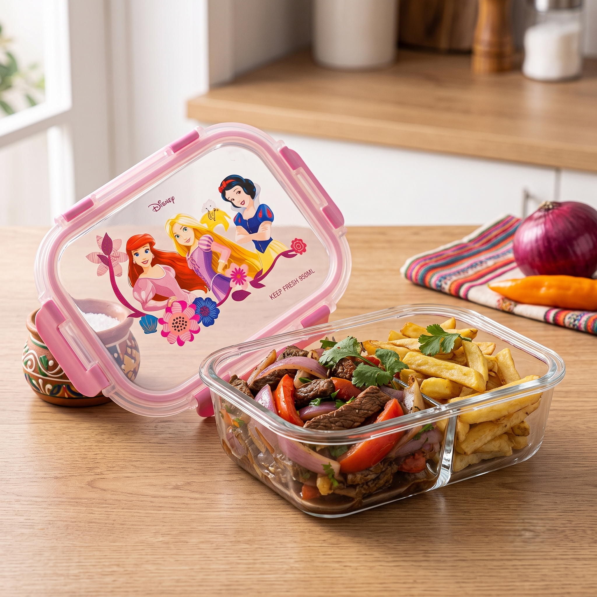 Taper De Vidrio Rectangular Princesas 640Ml