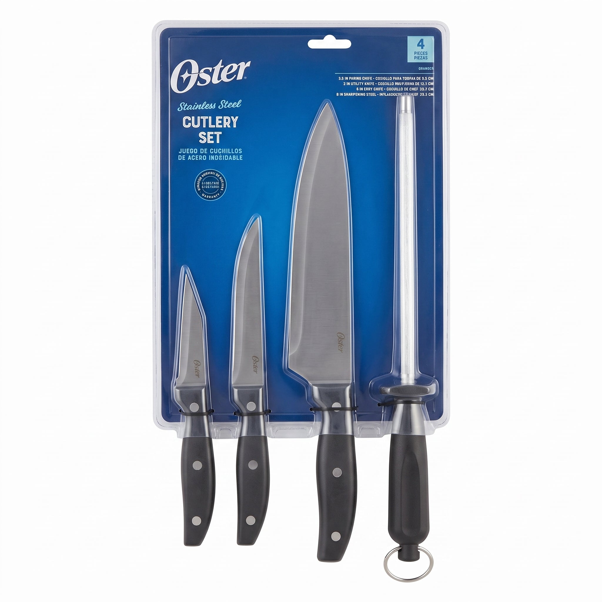 Juego de Cuchillos 4 Piezas Oster Granger Mango Negro