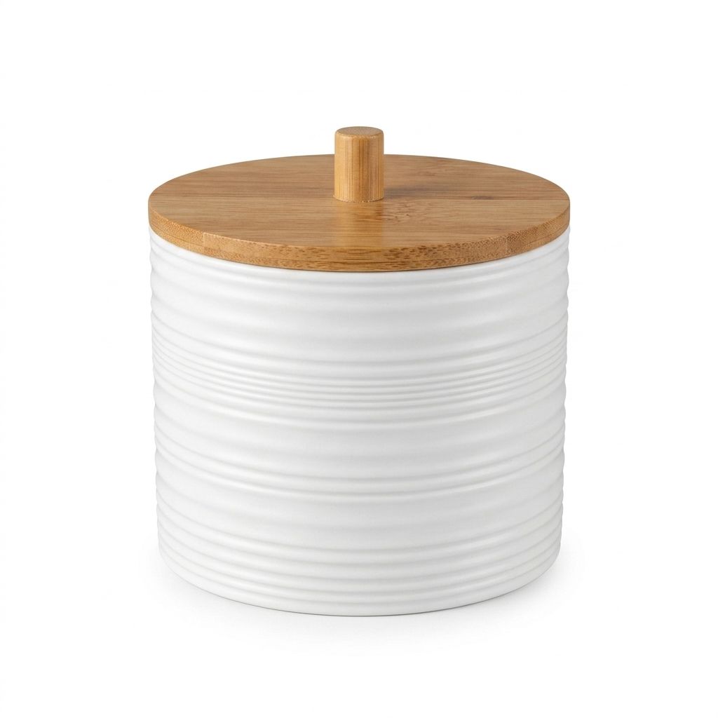 Organizador De Hisopos Tapa Bambú