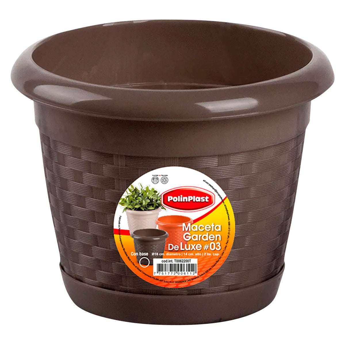 Maceta Garden De Luxe C/Base #3 Polinplast