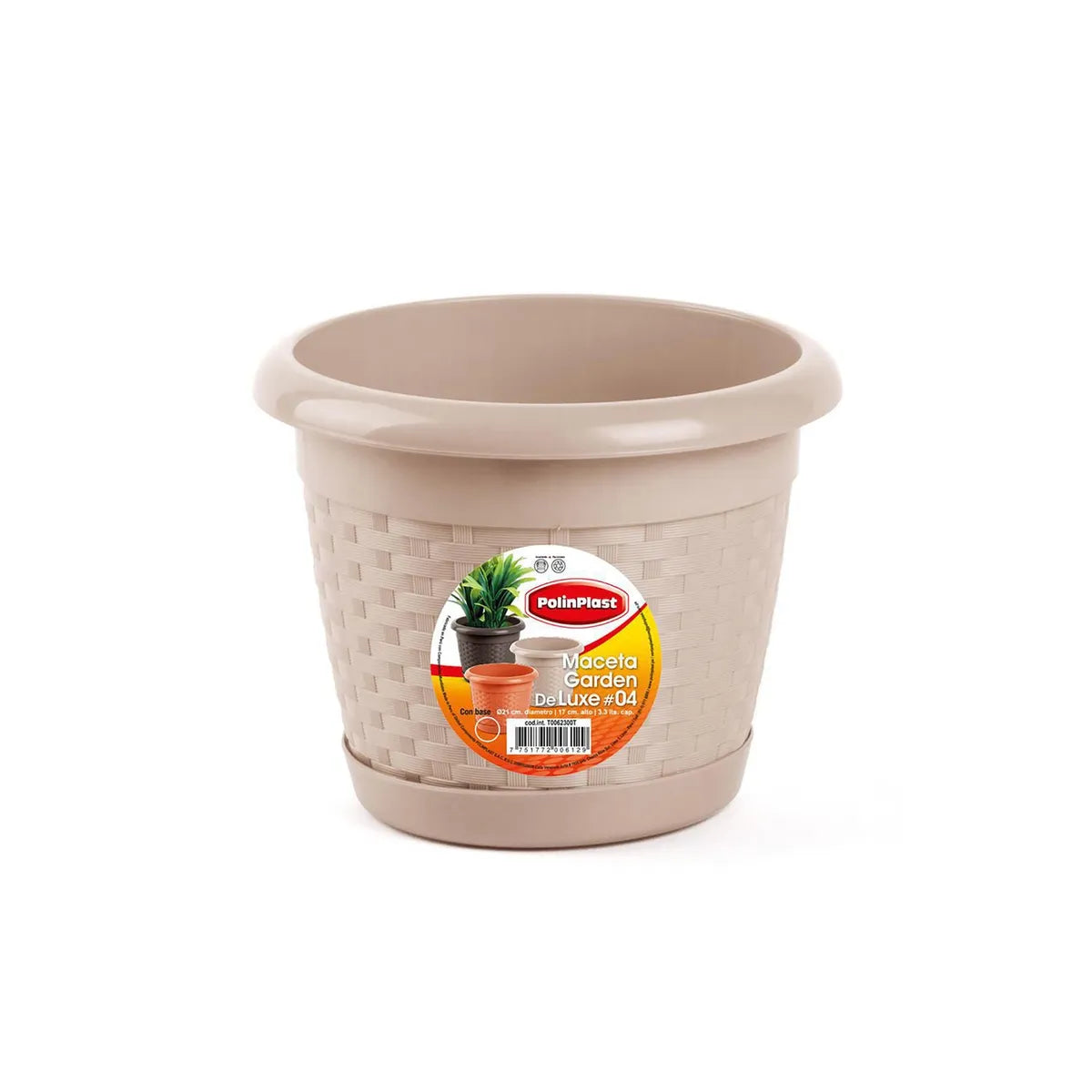 Maceta Garden De Luxe C/Base #3 Polinplast