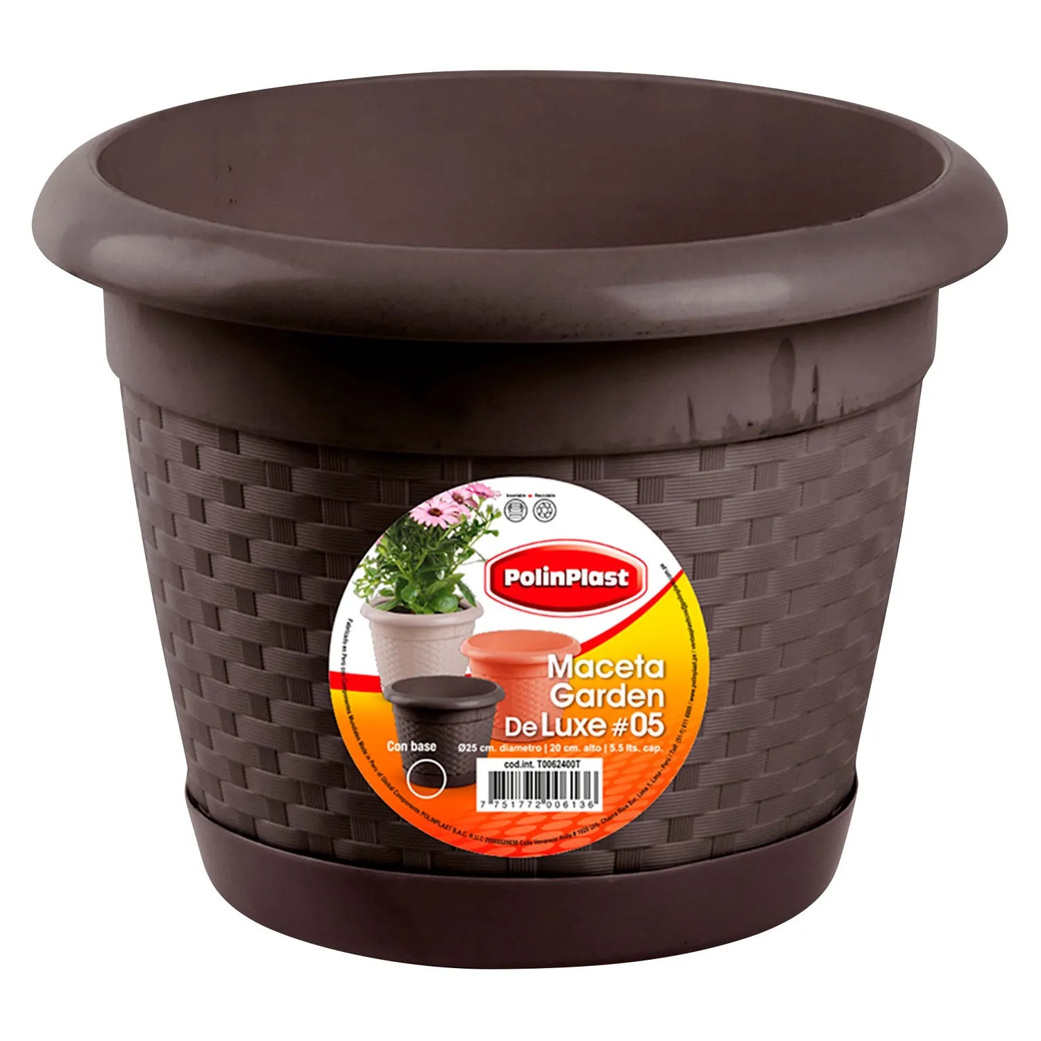 Maceta Garden De Luxe C/Base #5 Polinplast