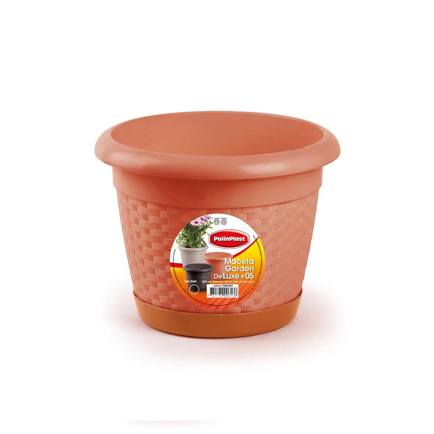 Maceta Garden De Luxe C/Base #5 Polinplast