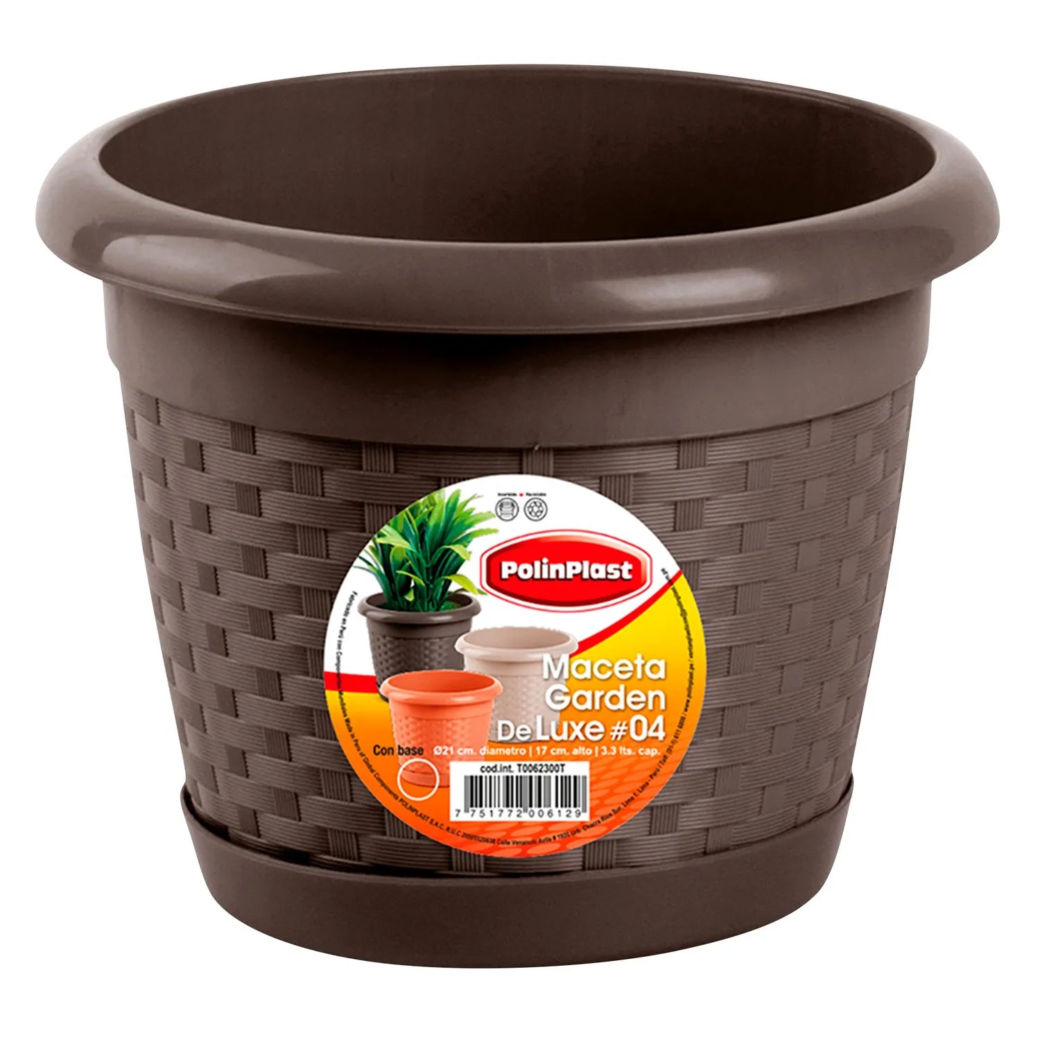 Maceta Garden De Luxe C/Base #4 Polinplast